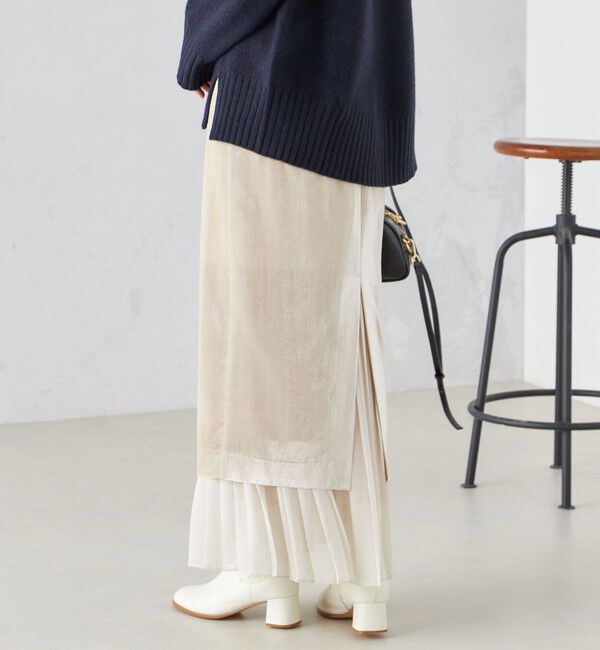 SHIPS for women「プリーツ コンビ クラッシュ スカート ◇」|スカート|