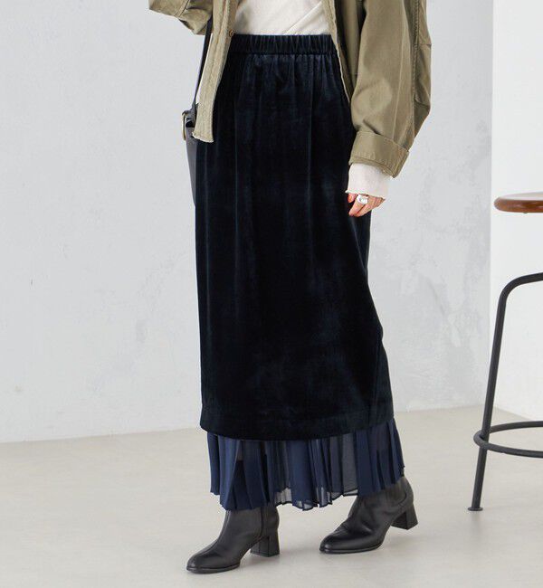 SHIPS for women「プリーツ コンビ クラッシュ スカート ◇」|スカート|