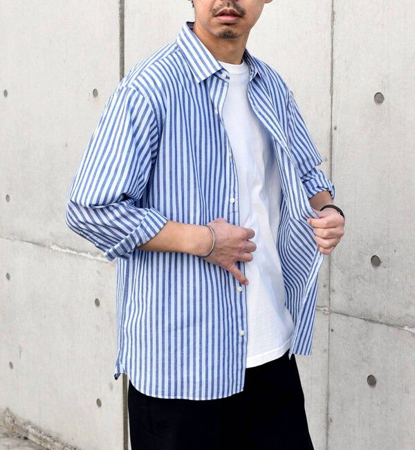 SHIPS any「SHIPS any: 〈洗濯機可能〉コットン / リネン ７分袖 レギュラー シャツ 24SS◇」|シャツ・ブラウス|