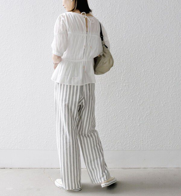 SHIPS any「SHIPS any:〈洗濯機可能〉コード リボン パフスリーブ ブラウス」|シャツ・ブラウス|