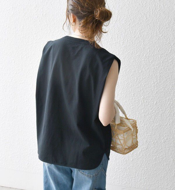 SHIPS any「SHIPS any:〈抗菌防臭/洗濯機可能〉USAコットン ラウンドヘム ノースリーブ TEE」|Tシャツ・カットソー|