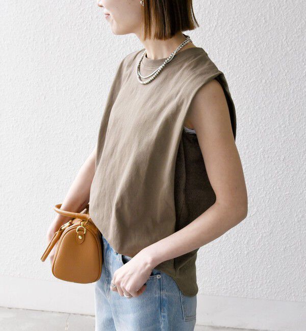 SHIPS any「SHIPS any:〈抗菌防臭/洗濯機可能〉USAコットン ラウンドヘム ノースリーブ TEE」|Tシャツ・カットソー|