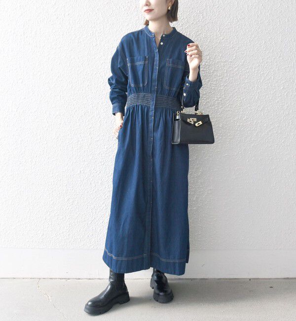 SHIPS any「SHIPS any: シャーリング デニム ポケット ワンピース ［SHIPS any DENIM］」|ワンピース|