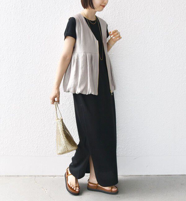 SHIPS for women「〈手洗い可能〉サテン タック バルーン ジレ」|ベスト・ジレ|