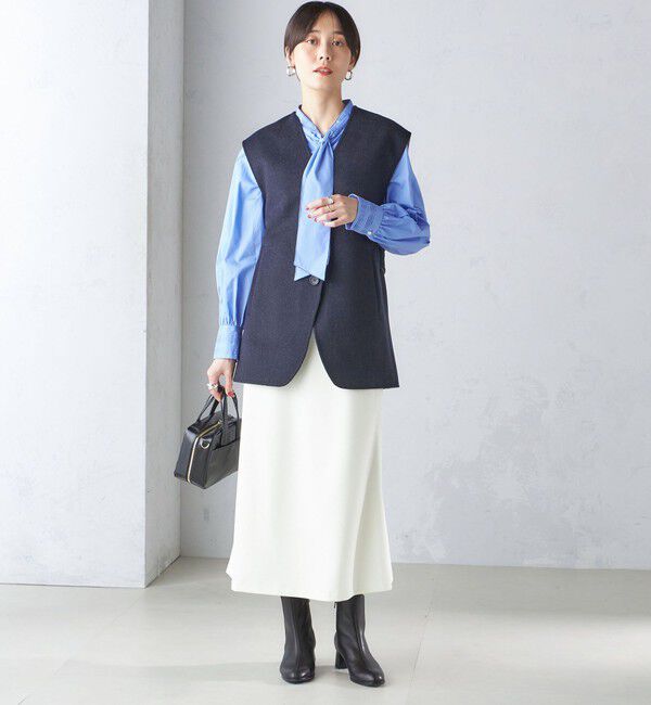 SHIPS for women「〈手洗い可能〉ニット ジョーゼット バック マーメイド スカート」|スカート|