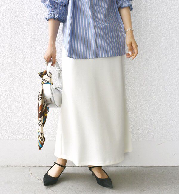 SHIPS for women「〈手洗い可能〉ニット ジョーゼット バック マーメイド スカート」|スカート|