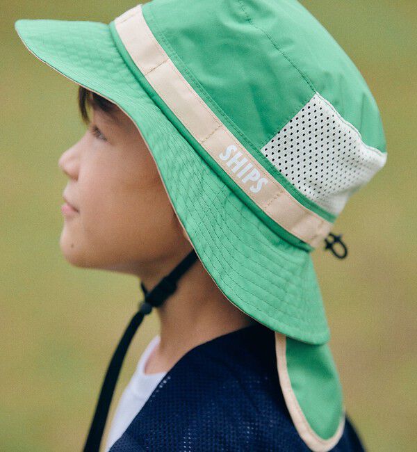 SHIPS KIDS「SHIPS KIDS:〈UVカット/撥水/吸水速乾〉サファリ ハット」|ハット|ライム