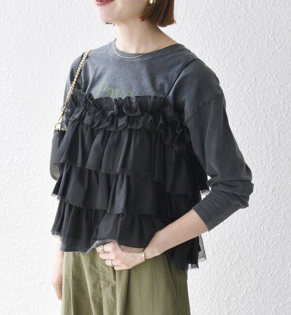 SHIPS any「SHIPS any:〈手洗い可能〉チュール ティアード 2WAY キャミソール」|キャミソール|