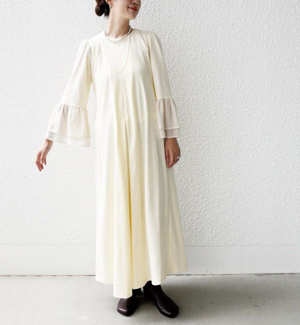 SHIPS for women「【WEB限定】〈手洗い可能〉バック リボン タック ワンピース」|ワンピース|オフホワイト