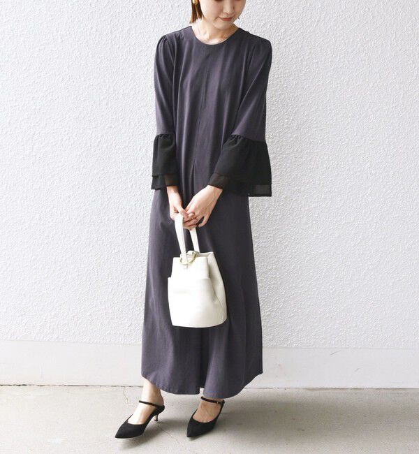 SHIPS for women「【WEB限定】〈手洗い可能〉バック リボン タック ワンピース」|ワンピース|