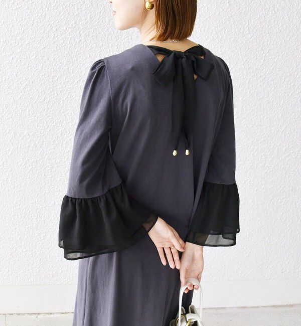 SHIPS for women「【WEB限定】〈手洗い可能〉バック リボン タック ワンピース」|ワンピース|