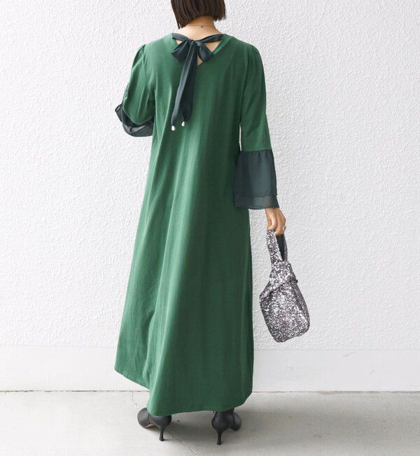 SHIPS for women「【WEB限定】〈手洗い可能〉バック リボン タック ワンピース」|ワンピース|