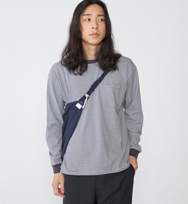 SHIPS「SHIPS: マイクロ ボーダー Tシャツ (ロンT)」|Tシャツ・カットソー|ダークグレー