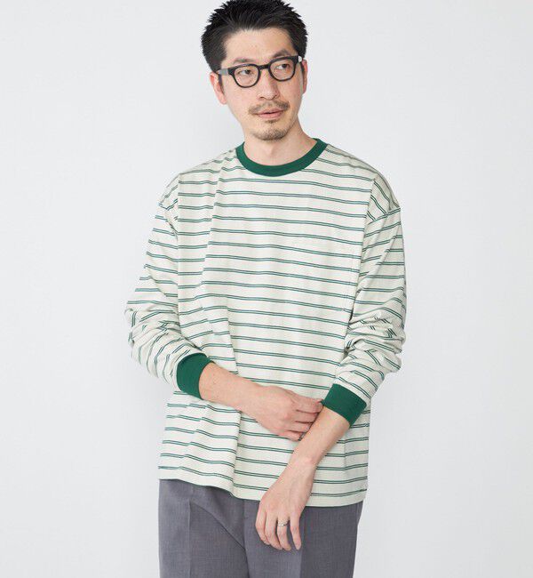 SHIPS「SHIPS: マイクロ ボーダー Tシャツ (ロンT)」|Tシャツ・カットソー|