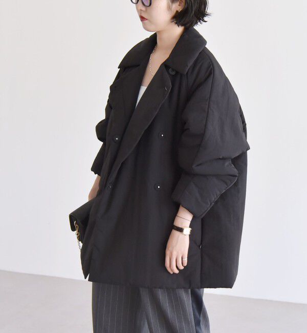 quaranciel「quaranciel: 中綿 テーラード ミドル ジャケット コート」|ダウン|