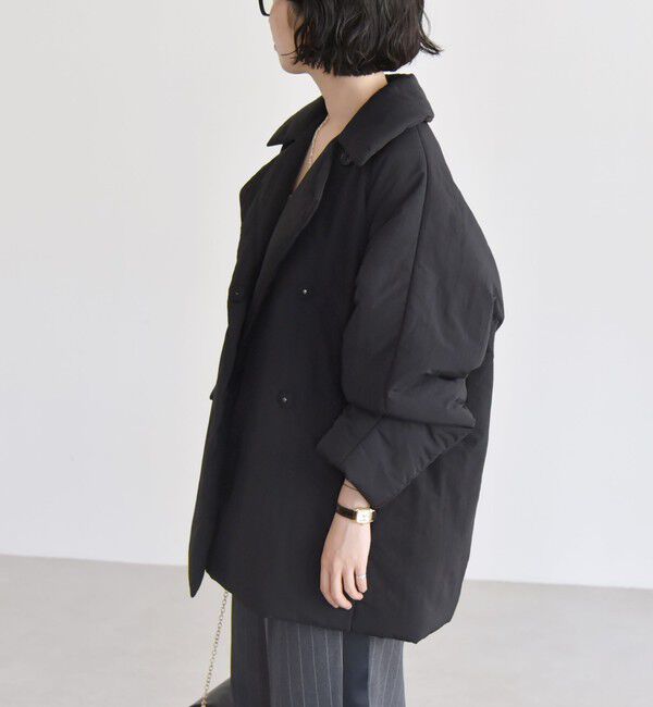 quaranciel「quaranciel: 中綿 テーラード ミドル ジャケット コート」|ダウン|