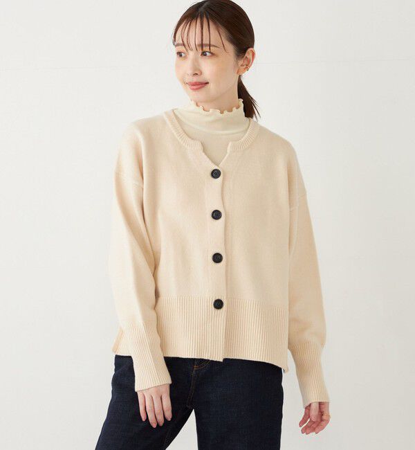 SHIPS Colors 「SHIPS Colors:〈手洗い可能〉フラッフィー キーネック カーディガン◇」|カーディガン|