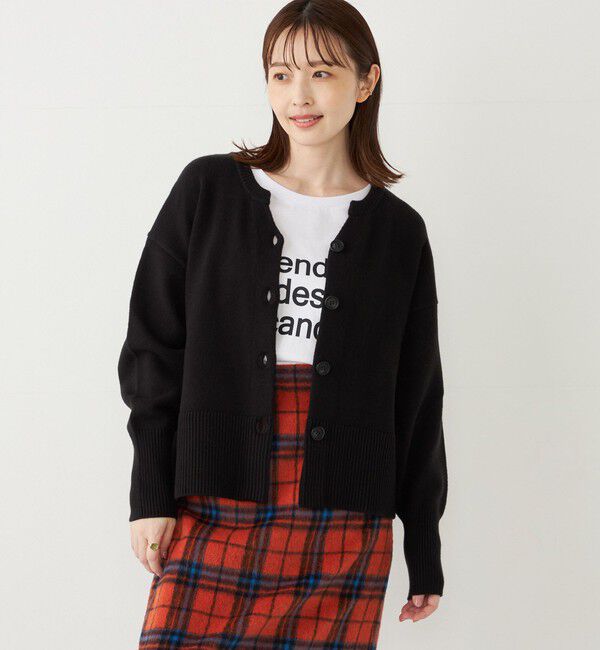 SHIPS Colors 「SHIPS Colors:〈手洗い可能〉フラッフィー キーネック カーディガン◇」|カーディガン|ブラック
