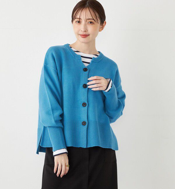 SHIPS Colors 「SHIPS Colors:〈手洗い可能〉フラッフィー キーネック カーディガン◇」|カーディガン|ブルー