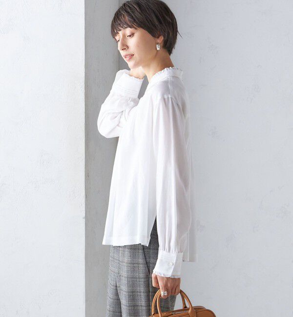 SHIPS for women「〈手洗い可能〉フリル ネック フロント ギャザー ブラウス」|シャツ・ブラウス|