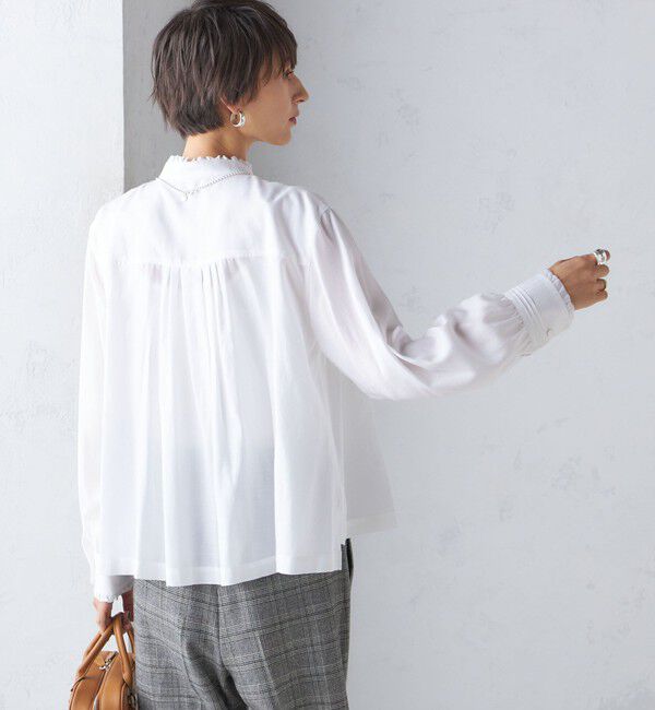 SHIPS for women「〈手洗い可能〉フリル ネック フロント ギャザー ブラウス」|シャツ・ブラウス|