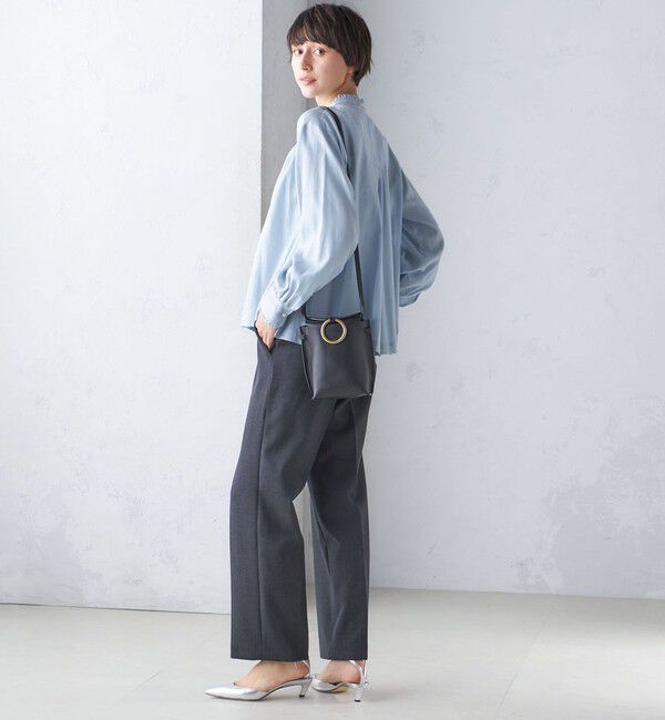 SHIPS for women「〈手洗い可能〉フリル ネック フロント ギャザー ブラウス」|シャツ・ブラウス|