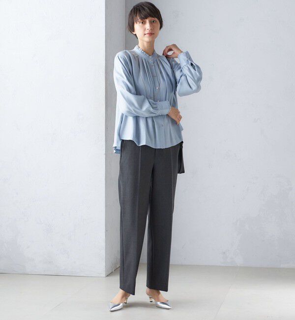 SHIPS for women「〈手洗い可能〉フリル ネック フロント ギャザー ブラウス」|シャツ・ブラウス|