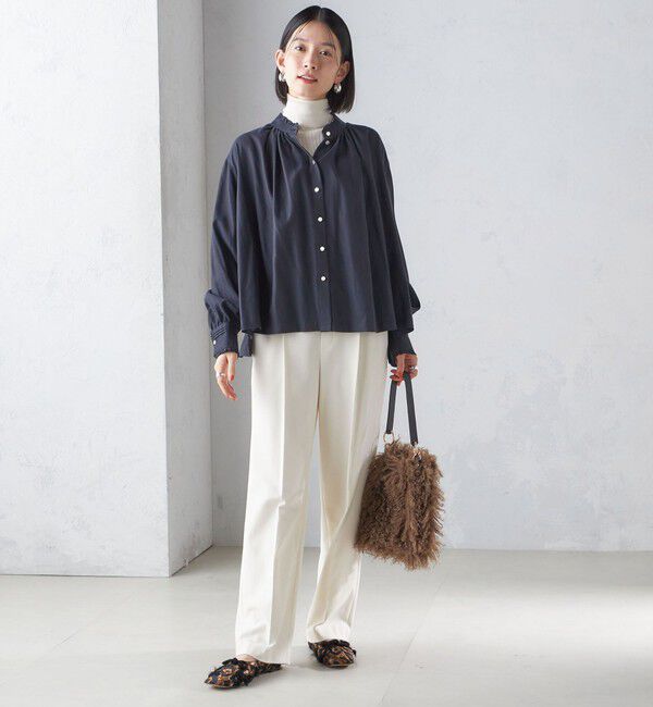 SHIPS for women「〈手洗い可能〉フリル ネック フロント ギャザー ブラウス」|シャツ・ブラウス|