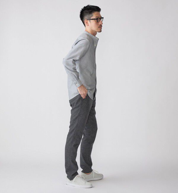 SHIPS「【WEB限定】SHIPS: 防シワ・吸水速乾 Drymix(R) ワンポイントロゴバンドカラーシャツ」|シャツ・ブラウス|