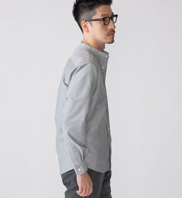 SHIPS「【WEB限定】SHIPS: 防シワ・吸水速乾 Drymix(R) ワンポイントロゴバンドカラーシャツ」|シャツ・ブラウス|