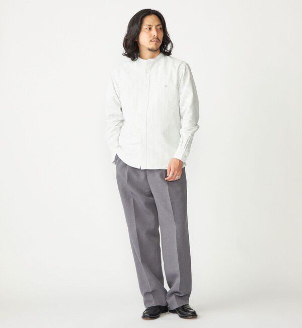 SHIPS「【WEB限定】SHIPS: 防シワ・吸水速乾 Drymix(R) ワンポイントロゴバンドカラーシャツ」|シャツ・ブラウス|