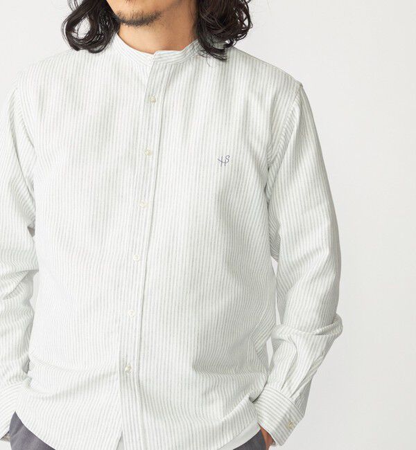 SHIPS「【WEB限定】SHIPS: 防シワ・吸水速乾 Drymix(R) ワンポイントロゴバンドカラーシャツ」|シャツ・ブラウス|