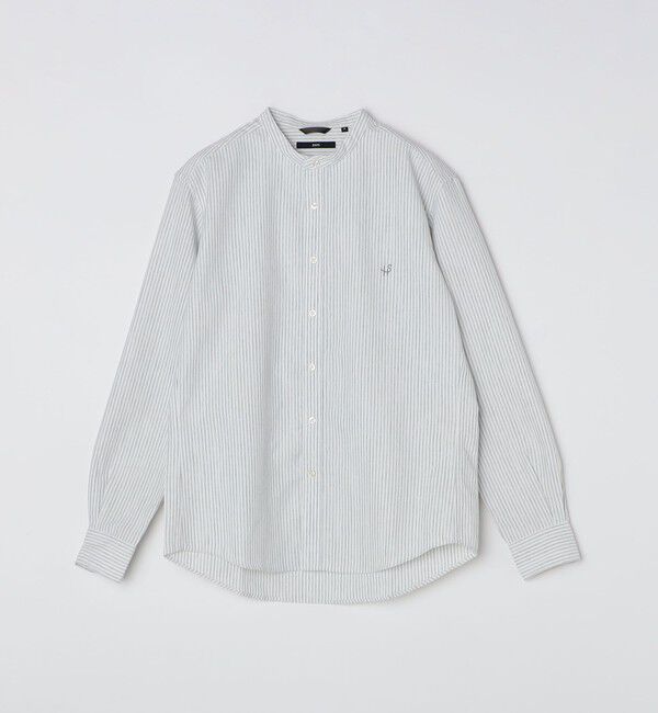 SHIPS「【WEB限定】SHIPS: 防シワ・吸水速乾 Drymix(R) ワンポイントロゴバンドカラーシャツ」|シャツ・ブラウス|