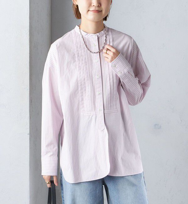 SHIPS for women「〈洗濯機可能〉ピンタック バンド カラー シャツ」|シャツ・ブラウス|