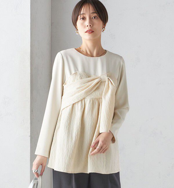 SHIPS for women「〈手洗い可能〉ジャカード ドッキング ビッグ リボン ブラウス」|シャツ・ブラウス|