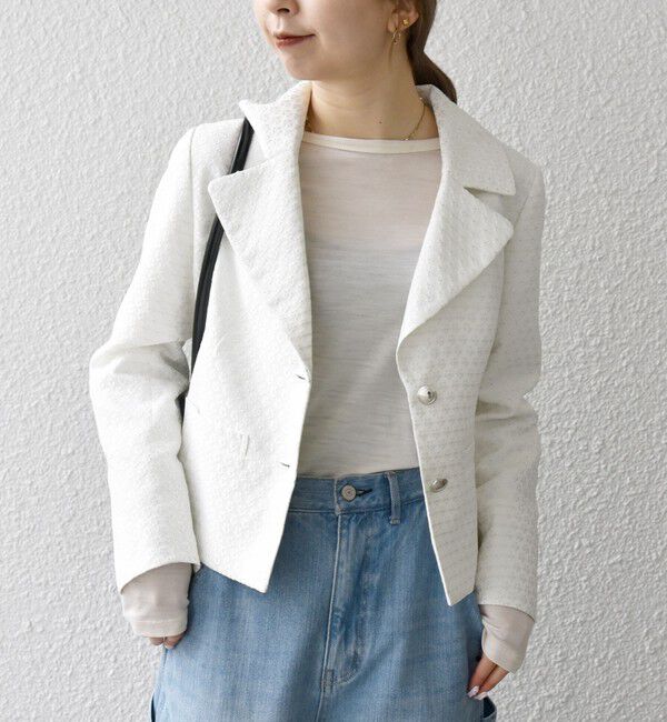 SHIPS any「SHIPS any:〈手洗い可能〉フラワー ジャカード ショート テーラード ジャケット」|テーラードジャケット|