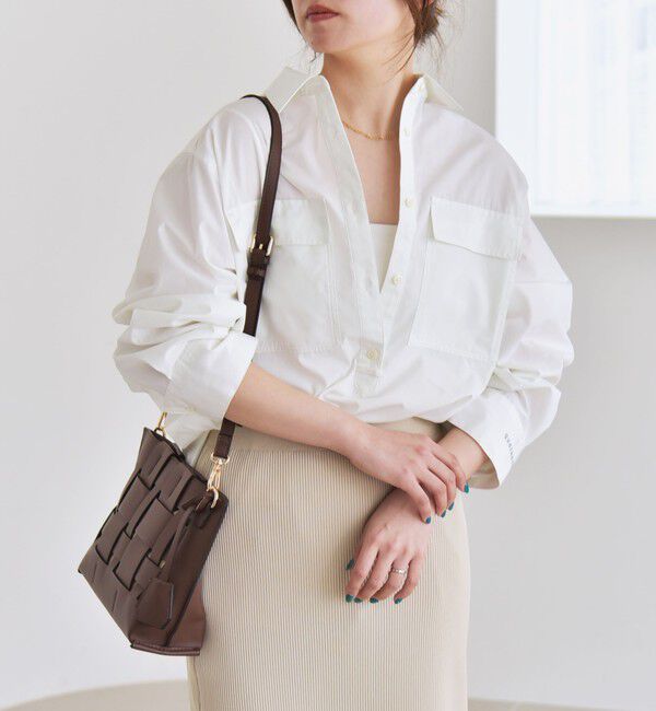 quaranciel「quaranciel:〈洗濯機可能〉REPREVE スキッパー ポケット チュニック シャツ」|シャツ・ブラウス|