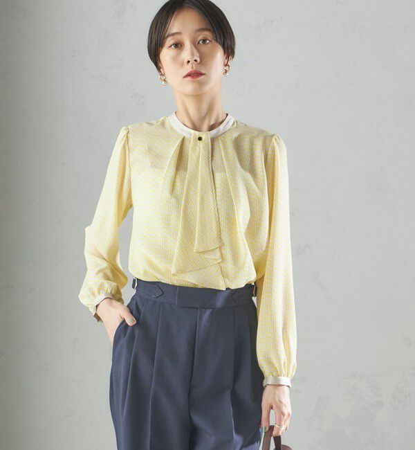 SHIPS for women「〈手洗い可能〉ボウタイ 幾何 プリント 長袖 ブラウス」|シャツ・ブラウス|