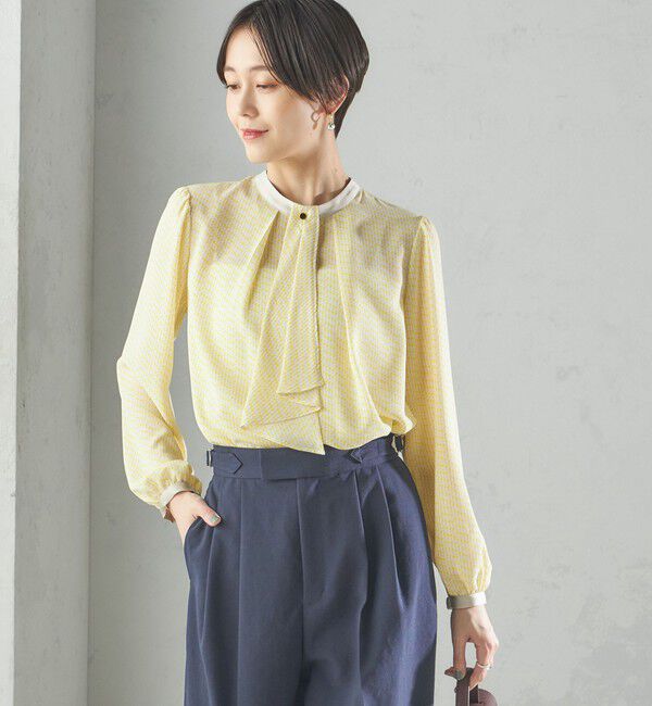 SHIPS for women「〈手洗い可能〉ボウタイ 幾何 プリント 長袖 ブラウス」|シャツ・ブラウス|