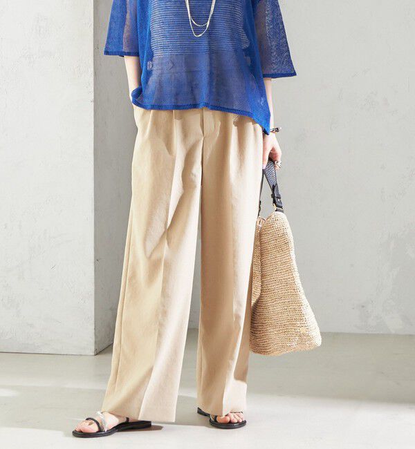 SHIPS for women「〈手洗い可能〉Asami 麻調合繊 2タック ワイドパンツ」|その他|ベージュ