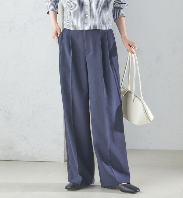SHIPS for women「〈手洗い可能〉Asami 麻調合繊 2タック ワイドパンツ」|その他|