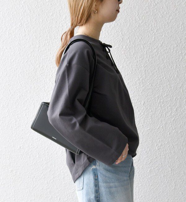 SHIPS any「SHIPS any:〈洗濯機可能〉インレイ レースアップ ロングスリーブ プルオーバー」|Tシャツ・カットソー|