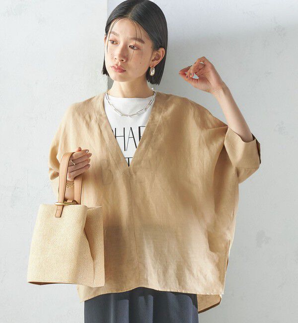 SHIPS for women「【一部WEB限定】〈手洗い可能〉IMPERIAL LINEN スキッパー ブラウス」|シャツ・ブラウス|