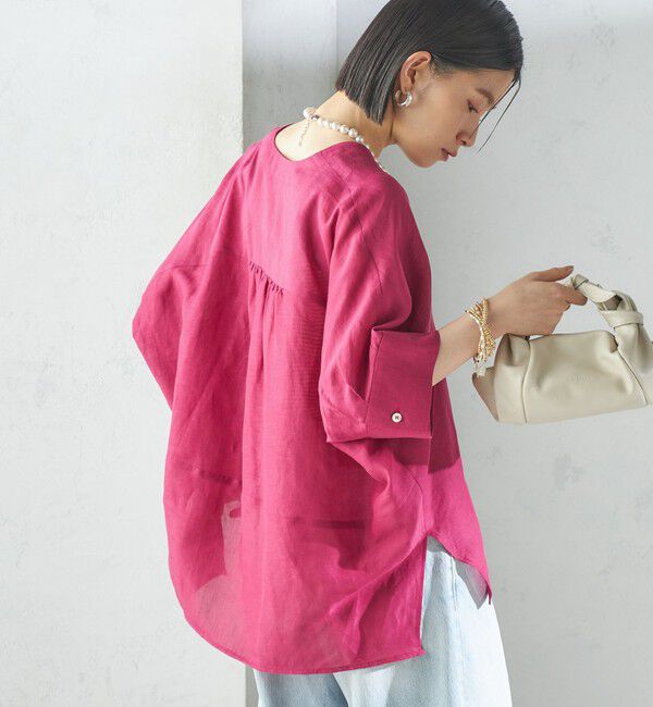 SHIPS for women「【一部WEB限定】〈手洗い可能〉IMPERIAL LINEN スキッパー ブラウス」|シャツ・ブラウス|ピンク系