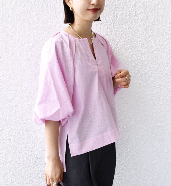 SHIPS for women「〈手洗い可能〉ストライプ バルーン ブラウス」|シャツ・ブラウス|