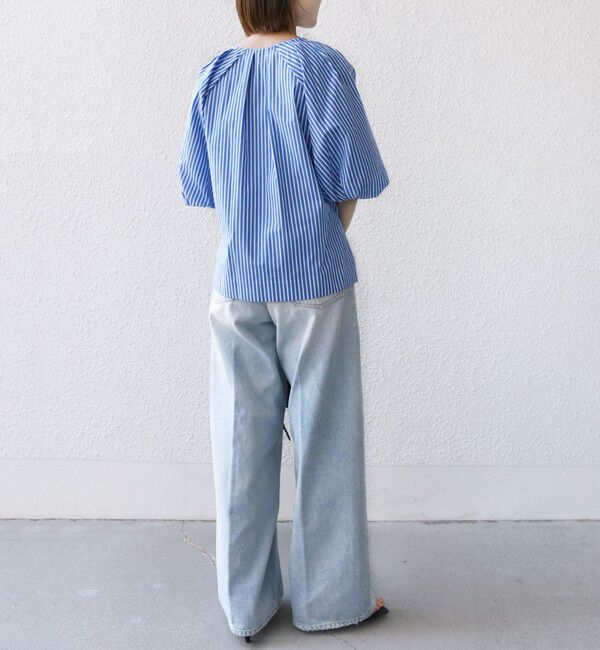 SHIPS for women「〈手洗い可能〉ストライプ バルーン ブラウス」|シャツ・ブラウス|