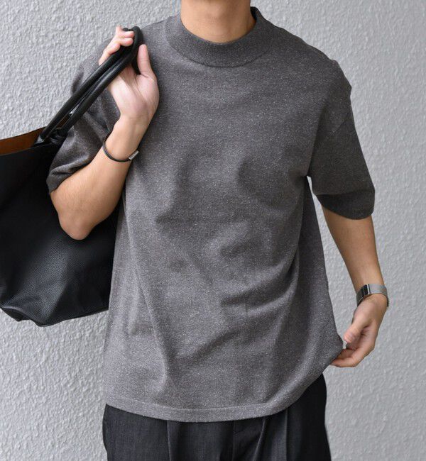 SHIPS any「SHIPS any:〈接触冷感〉ハイゲージリネン ミックス サマーニット モックネック Tシャツ◇」|Tシャツ・カットソー|