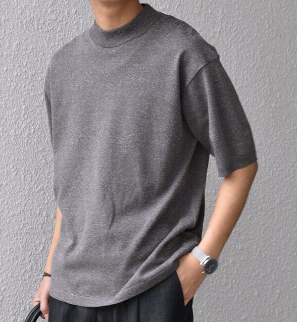 SHIPS any「SHIPS any:〈接触冷感〉ハイゲージリネン ミックス サマーニット モックネック Tシャツ◇」|Tシャツ・カットソー|
