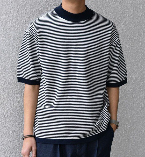 SHIPS any「SHIPS any:〈接触冷感〉ハイゲージリネン ミックス サマーニット モックネック Tシャツ◇」|Tシャツ・カットソー|