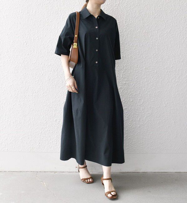 SHIPS any「SHIPS any:〈洗濯機可能〉タイプライター ボリューム シャツ ワンピース」|ワンピース|